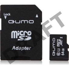 Флэш карта MicroSDHC 64Gb QUMO QM64GMICSDXC10U1 {MicroSDXC Class 10 UHS-I, SD adapter}
