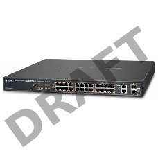 Коммутатор PLANET 24-Port 10/100TX 802.3at High Power POE +  2-Port Gigabit TP/SFP Combo Managed Ethernet Switch (220W)
