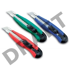 Нож канцелярский Kw-Trio 3713 шир.лез.18мм усиленный 2 сменных лезвия металл ассорти блистер