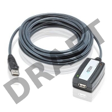 Кабель удлинитель активный(с усилителем) USB 2.0 AM/AF 5m, ATEN UE250-AT, 4 pin, опрессованный, серый