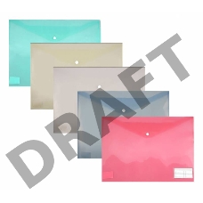 Конверт на кнопке Бюрократ -PKA3 A3 пластик 0.18мм ассорти карман для визитки