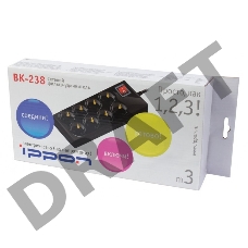 Сетевой фильтр Ippon BK-238 3м (8 розеток) черный (коробка)