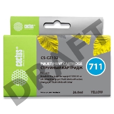 Картридж струйный Cactus CS-CZ132 (№711) желтый для HP DesignJet T120/T520 (26мл)