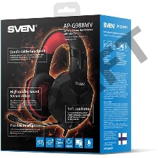 Игровые стереонаушники с микрофоном SVEN AP-G988MV, черный-красный Игровые стереонаушники с микрофоном SVEN AP-G988MV, черный-красный