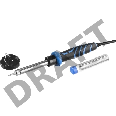 Паяльник ЗУБР 55402-60_z01  двухкомп. рук. и защитным колпачком в наборе с припоем и подставкой 60В