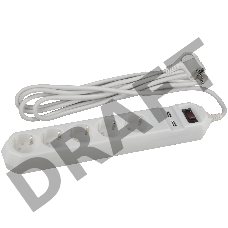 Сетевой фильтр ЭРА белый USF-5es-1.5m-USB-W  с заземл 3x0.75мм2 с выкл 5гн+2USB 1.5м