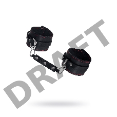 Оковы однослоиные с контрастнои строчкои Pecado BDSM, натуральная кожа, черные