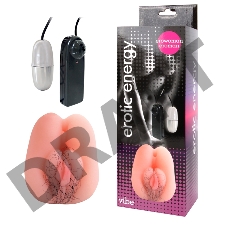 Вибровагина Erowoman телесного цвета с волосиками