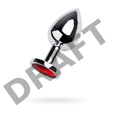 Анальная втулка Штучки-Дрючки, серебряная, с красным кристаллом