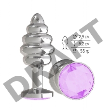 Анальная втулка Silver Spiral малая с сиреневым кристаллом