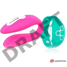 Розовый вибратор для пар с зеленым пультом-часами Weatwatch Dual Pleasure Vibe