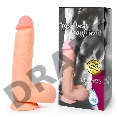 Реалистичный фаллоимитатор телесного цвета с мошонкой на присоске