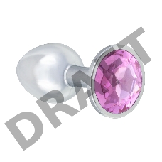 Малая серебристая анальная пробка Diamond Pink Sparkle Small с розовым кристаллом - 7 см.
