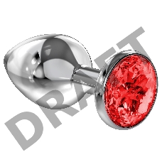 Большая серебристая анальная пробка Diamond Red Sparkle Large с красным кристаллом - 8 см.