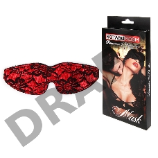 Красная маска на глаза с черным кружевом