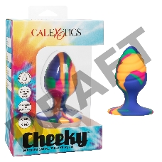 Яркая анальная пробка Cheeky Medium Swirl Tie-Dye Plug - 7,5 см.