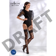 Чулки элегантные черные с мелким рисунком  (Passion) (3/4)