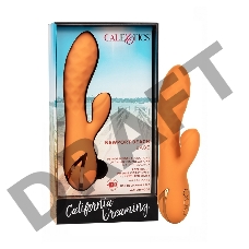 Оранжевый вибромассажер-кролик Newport Beach Babe с пульсирующим воздействием - 21,5 см.