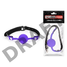 Фиолетовый кляп-шарик с черным ремешком