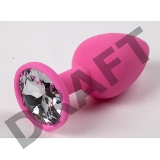 Пробка силиконовая розовая с прозрачным стразом 7,1 х 2,8 см 47118-MM