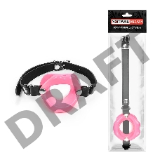 Розовый кляп-губки на черном ремешке