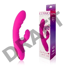 Розовый силиконовый вибромассажер с отростком и 20 режимами вибрации