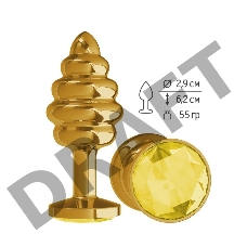 Анальная  втулка Gold Spiral с желтым кристаллом