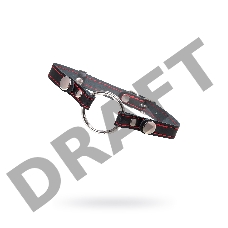 Кляп Кольцо 46 мм с красной строчкои Pecado BDSM, натуральная кожа, черный