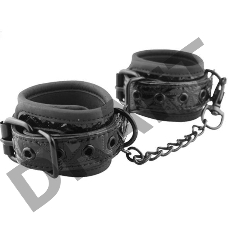 Чёрные кожаные наручники с геометрическим узором