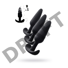 Набор анальных втулок TOYFA POPO Pleasure Eridani, силикон, черный, 3  шт.