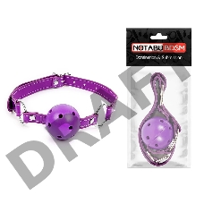 Фиолетовый кляп-шарик на регулируемом ремешке с кольцами