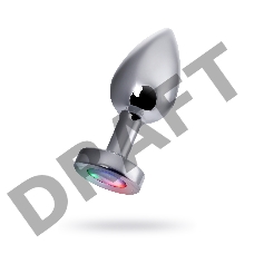 Анальная втулка Metal by Toyfa со светодиодами, металл, серебряная, 8,8 см, Ø 3,4 см, 105 г