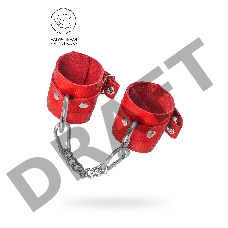 Наручники Pecado BDSM, мягкие с люверсами, натуральная кожа, красные