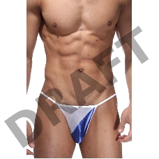 Трусы мужские стринги двухцветные бело-синие