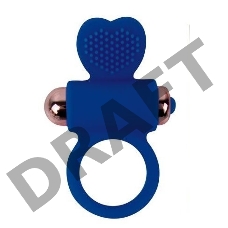 Синее эрекционное виброкольцо с сердечком