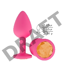 Анальная втулка силиконовая розовая с оранжевым кристаллом