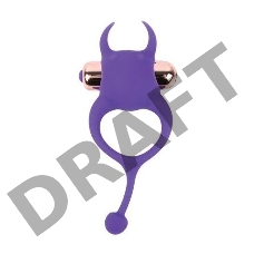 Фиолетовое эрекционное виброкольцо с рожками и хвостиком