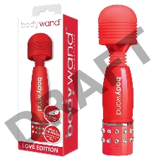 Красный жезловый мини-вибратор с кристаллами Mini Massager Love Edition