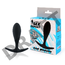 Черная гладкая анальная пробка с ограничительным основанием - 9 см.