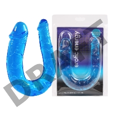 Двухсторонний фаллоимитатор Twin Head Double Dong голубого цвета - 29,8 см.