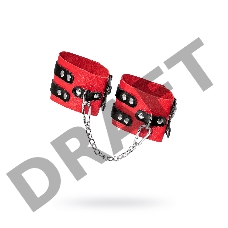 Оковы Pecado BDSM, мягкие, с двумя ремешками с люверсами, натуральная кожа, красно-чёрные