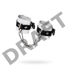 Наручники Pecado BDSM, мягкие, с одним ремешком с люверсами, натуральная кожа, бело-чёрные