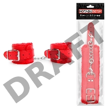 Красные мягкие наручники на регулируемых ремешках