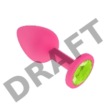 Анальная втулка силиконовая красная с салатовым кристаллом