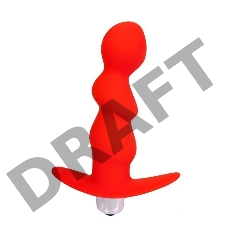 Красный рельефный вибромассажер с ограничителем - 9,5 см.