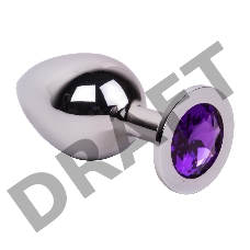 Большой плаг из стали с фиолетовым кристаллом Violet Dream - 9,5 см.
