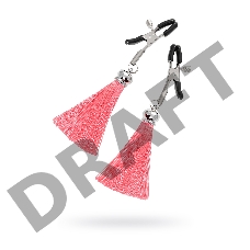 Зажимы на соски прищепки с кисточками из шелка Pecado BDSM, металл, розовый