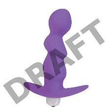 Фиолетовый рельефный вибромассажер с ограничителем - 9,5 см.