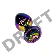 Анальная пробка с кристаллом цвета неохром (Medium)