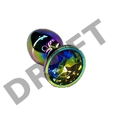 Анальная пробка с кристаллом цвета неохром (Small)